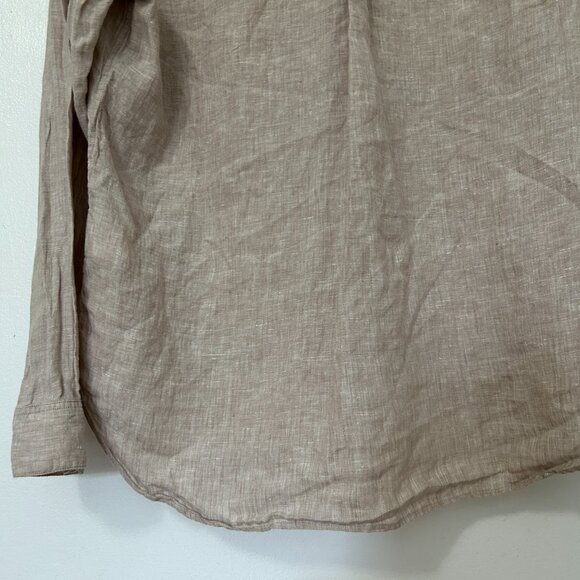 Uniqlo Button Up Long Sleeves 100% Linen Shirt Womens size M Natural Minimalist - Picture 12 of 15